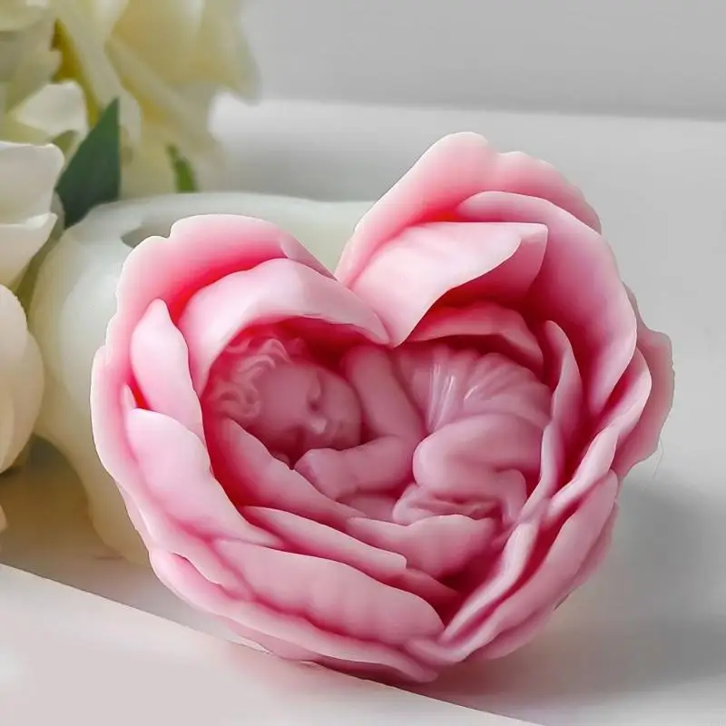 ซิลิโคนหัวใจแม่พิมพ์เรซิ่นศิลปะแม่พิมพ์เทียนเทียนแม่พิมพ์รูปดอกไม้ y08e