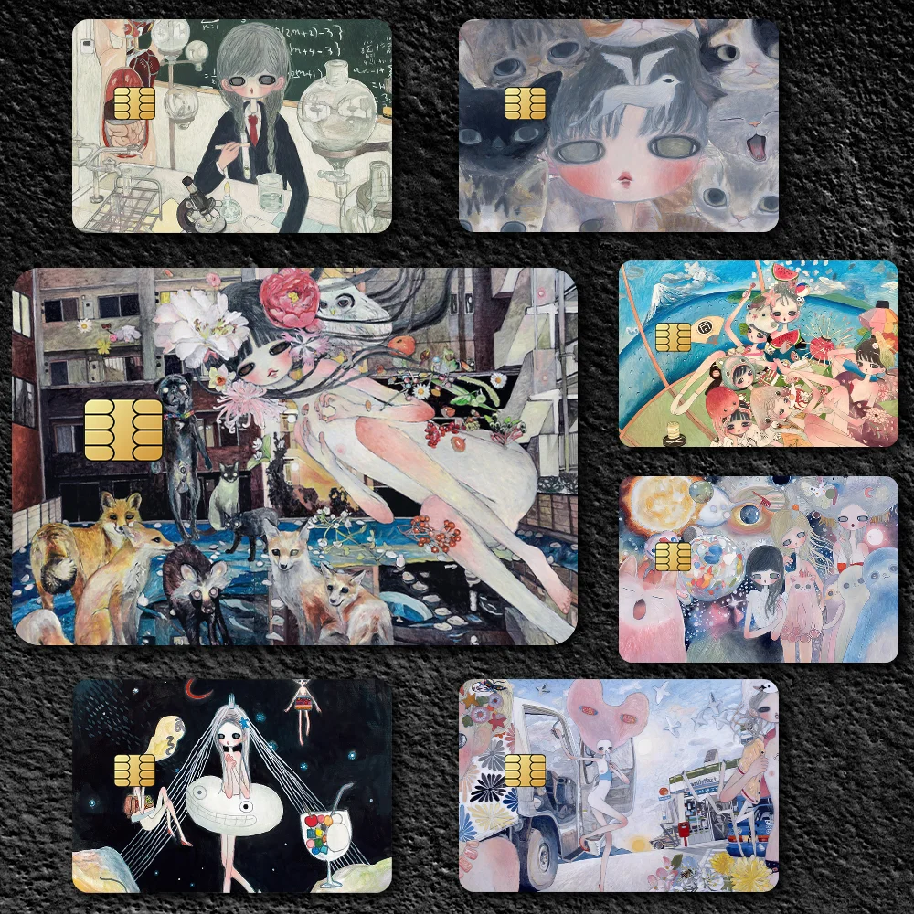 Aya Takano Art Fashion Patrón de Rayos Impermeable Nuevas Pegatinas Decoración 4 PCS Cubierta de Tarjeta