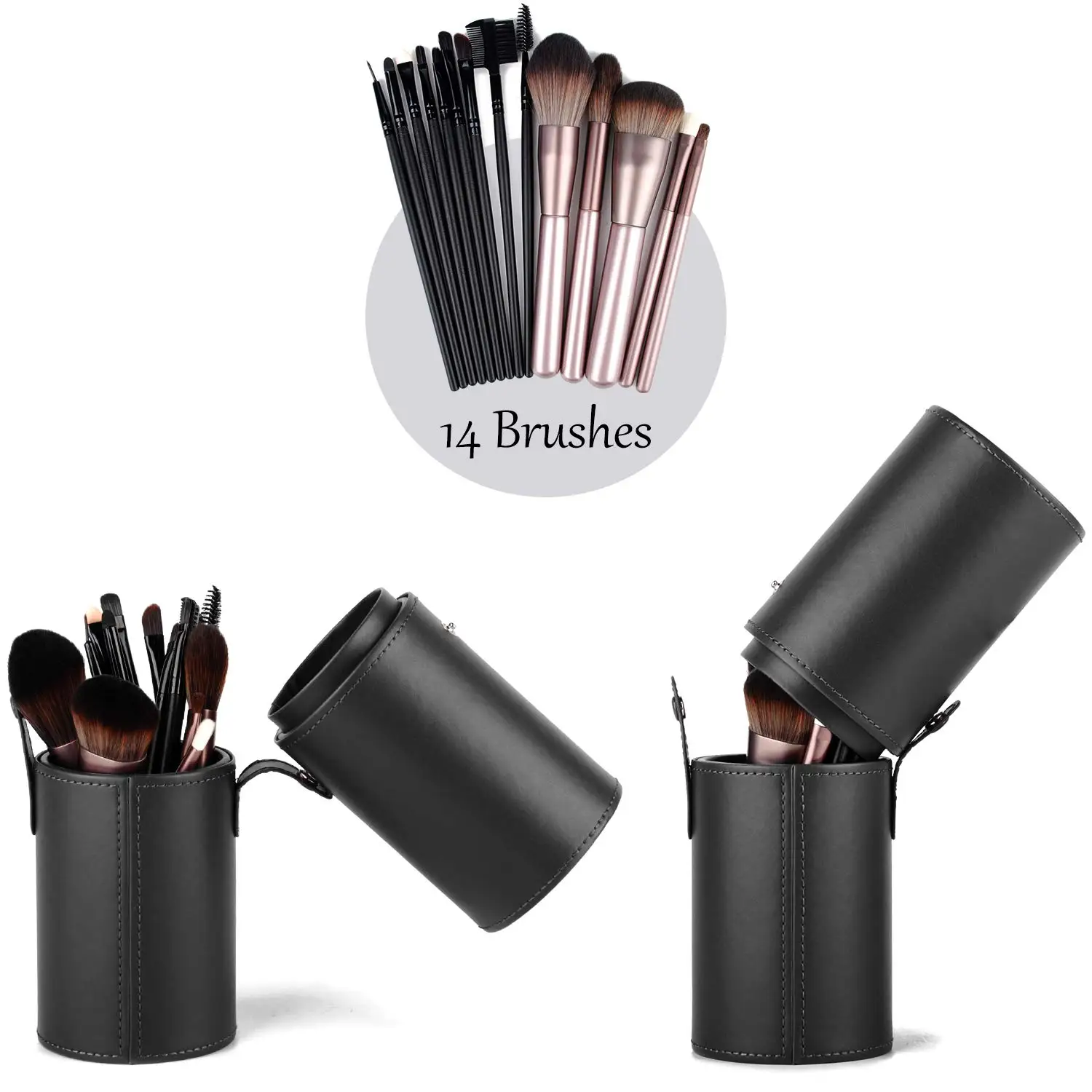 New Pu Leather Makeup Brush Holder Cosmetic Pens Brushes Organizer Cosmetic Cup Case Box Portable Travel Makeup Tool Organizer