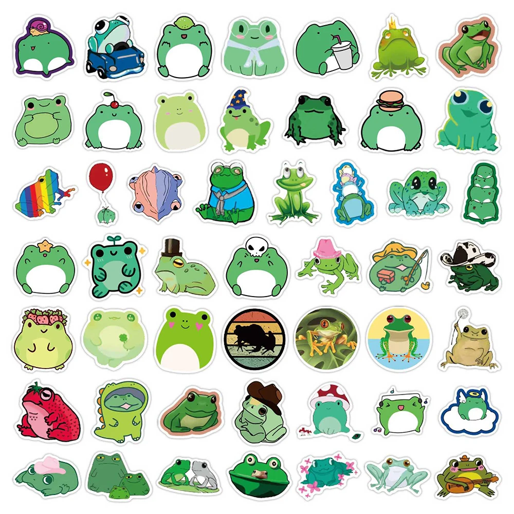 สติกเกอร์กันน้ำลายการ์ตูนกบสุดน่ารัก 10/30/50/100 ชิ้น สำหรับเด็ก ของเล่น DIY สเก็ตบอร์ด กระเป๋าเดินทาง กีตาร์ ทำจาก PVC