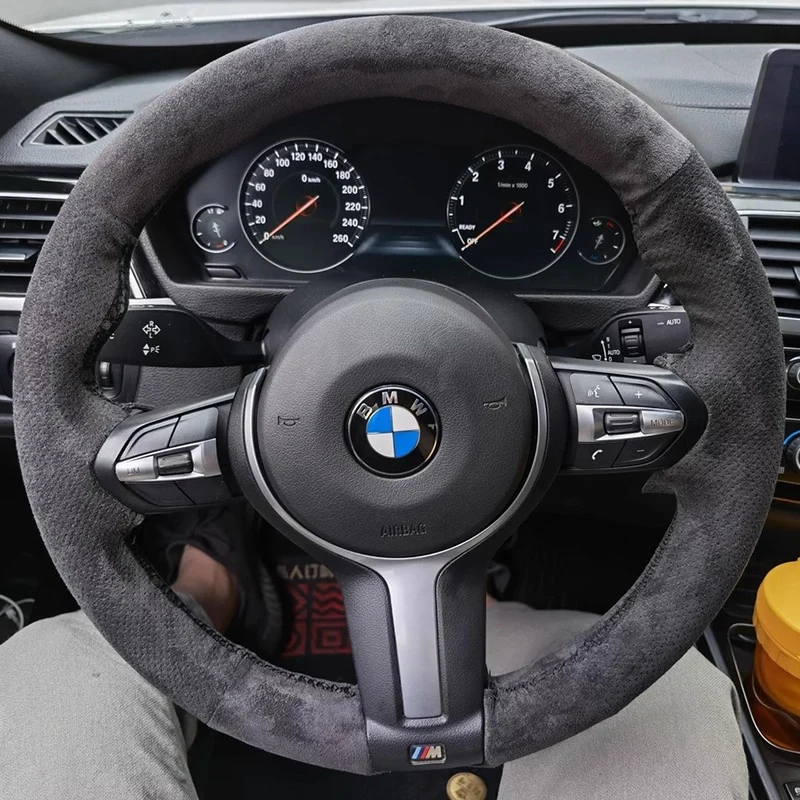 

Hand-sewn Car Steering Wheel Cover for BMW M Sport F06 F10 F15 F16 F20 F21 F25 F30 F32gt F80 F82 X1 X3 X5 Suede Braid Cover