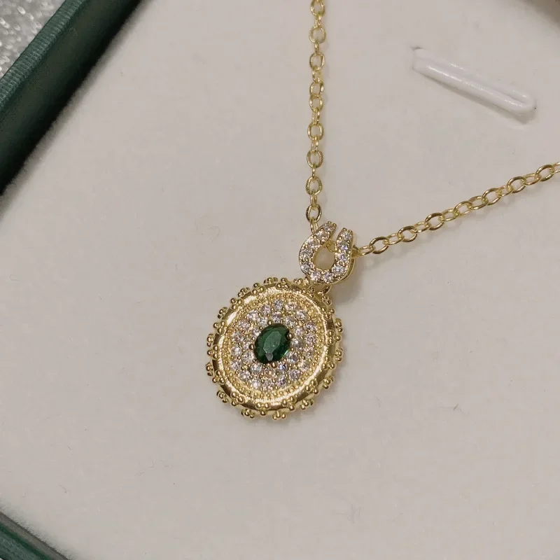 MDLFES Moiss1n الماس نمط JewelryNew الإيطالية تقليد الياقوت قلادة مطلية بالذهب micropavé مع الماس