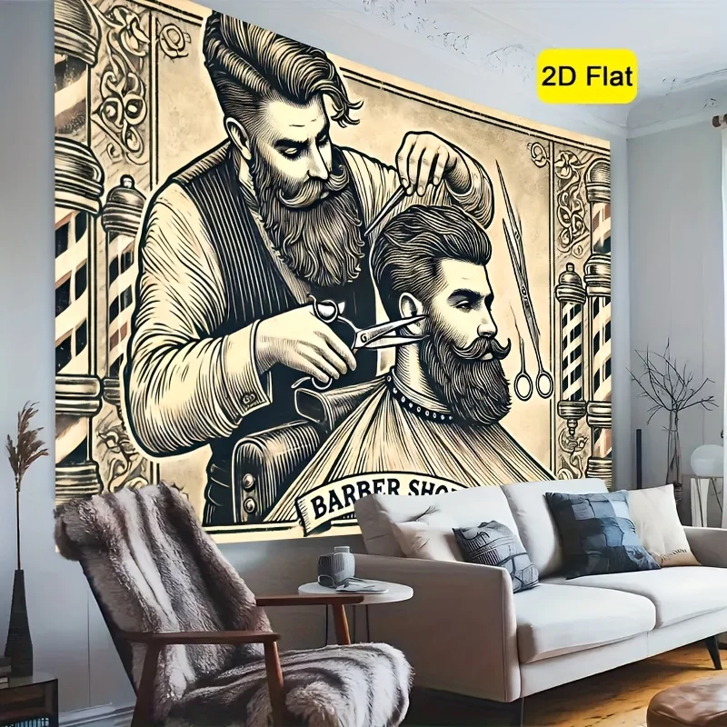 1pc Hair Salon Poster Background Cloth Banner, 2D Flat Tapestry Backdrop, Indoor Outdoor Decor, Photography Studio Prop, Birthda