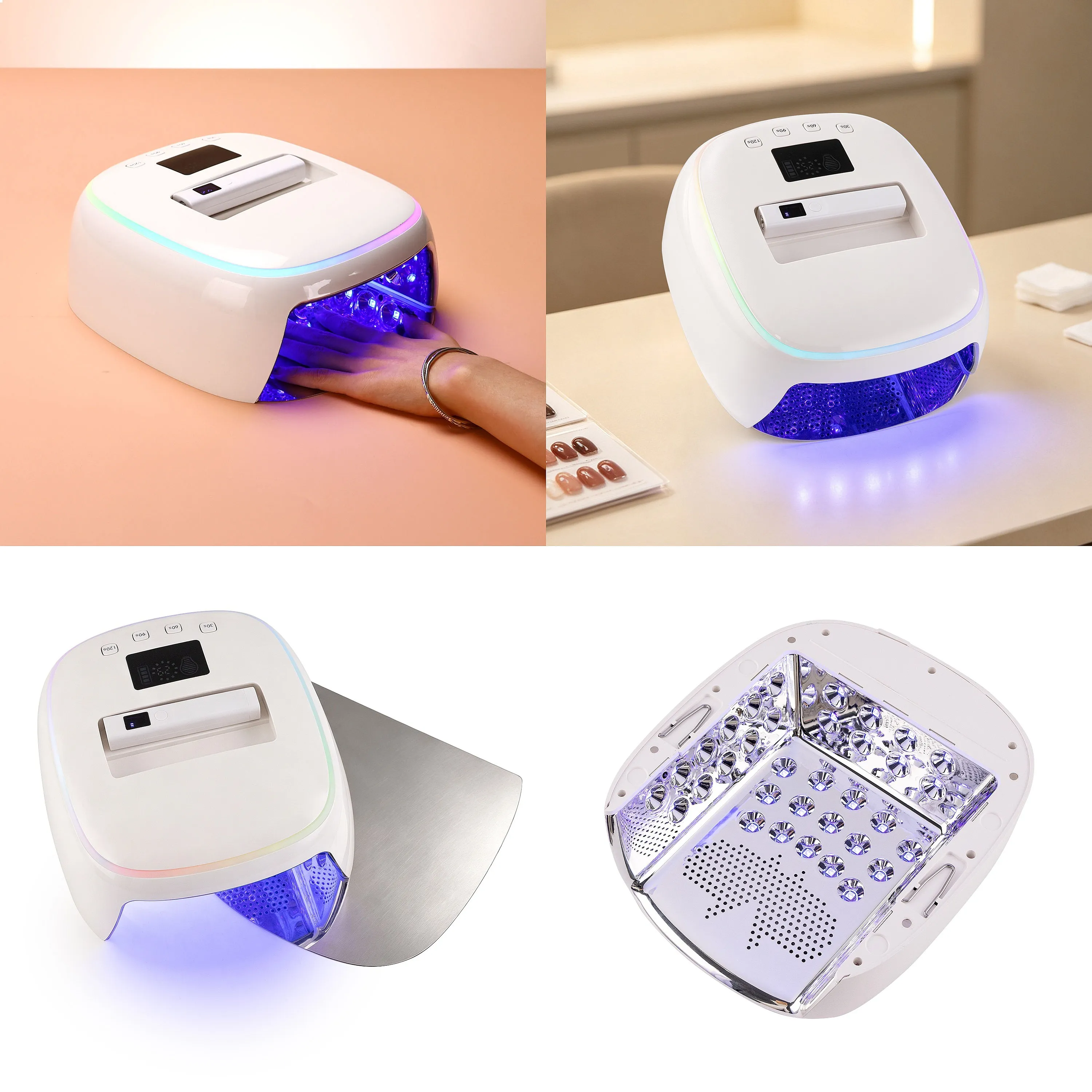 2027 New Professional 128W High Power Cordless UV LED Nail Lamp With Mini Lamp With Features Ambient Color-changing Lights