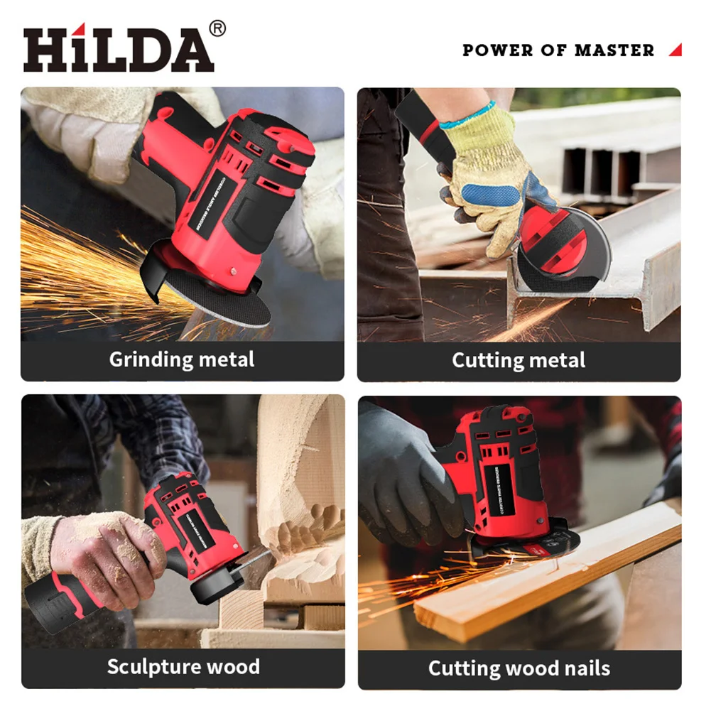 HILDA 300W Wireless Angle Grinder Cordless Polisher For Makita 12V 2000mAh Battery Metal 3\