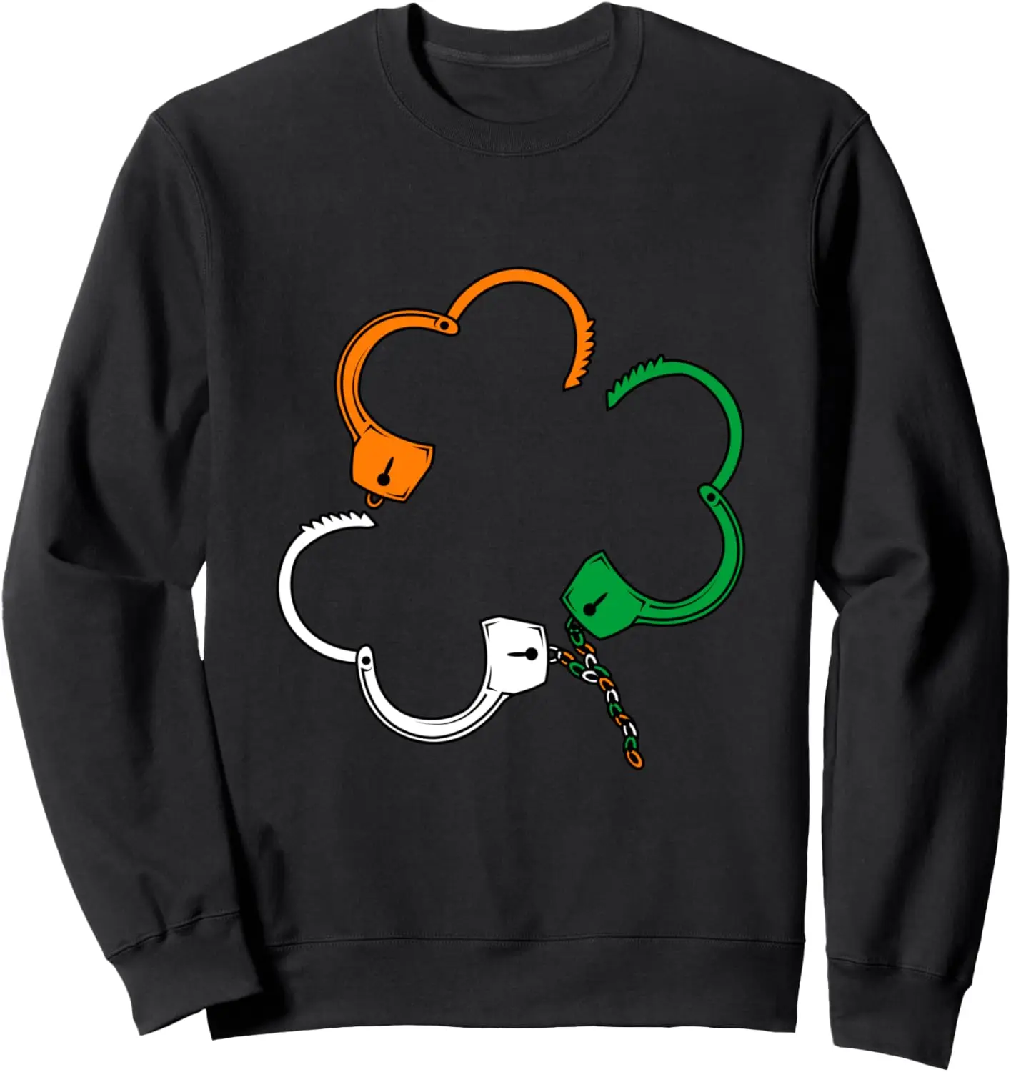 

St Patricks Day Police Officer Irish Shamrock Handcuffs Sweatshirt