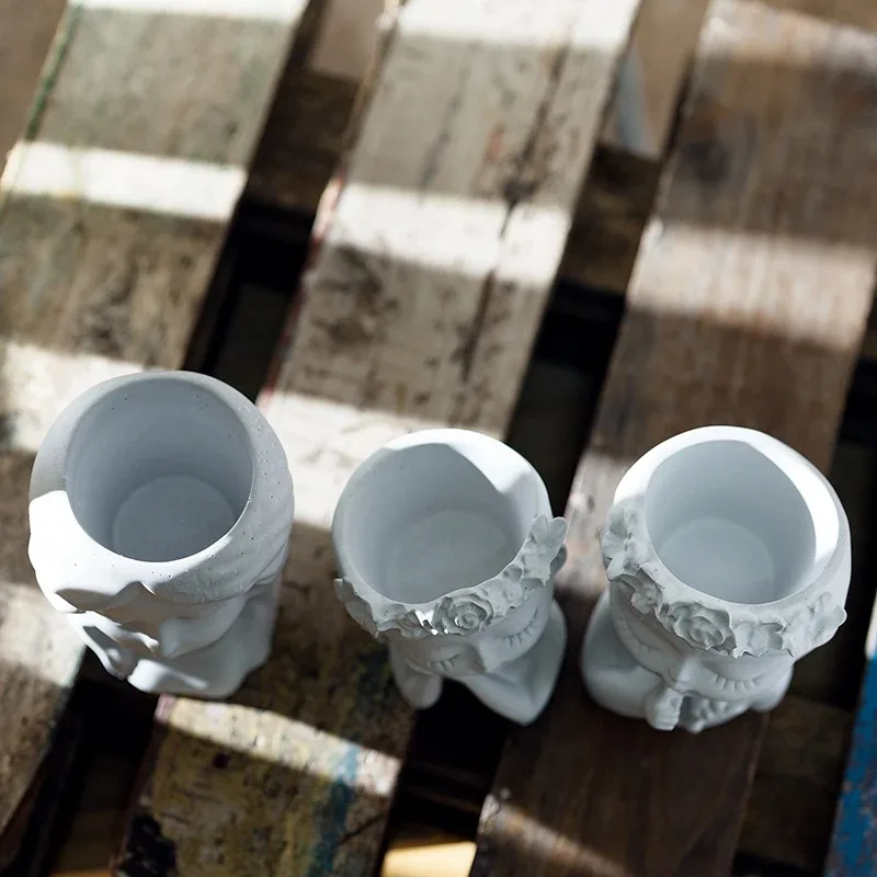 فتاة جميلة اناء للزهور الاسمنت سيليكون قوالب الراتنج شمعة حامل سفينة الجص قالب خرسانة لإنشاء المزارعون في الأماكن المغلقة #4