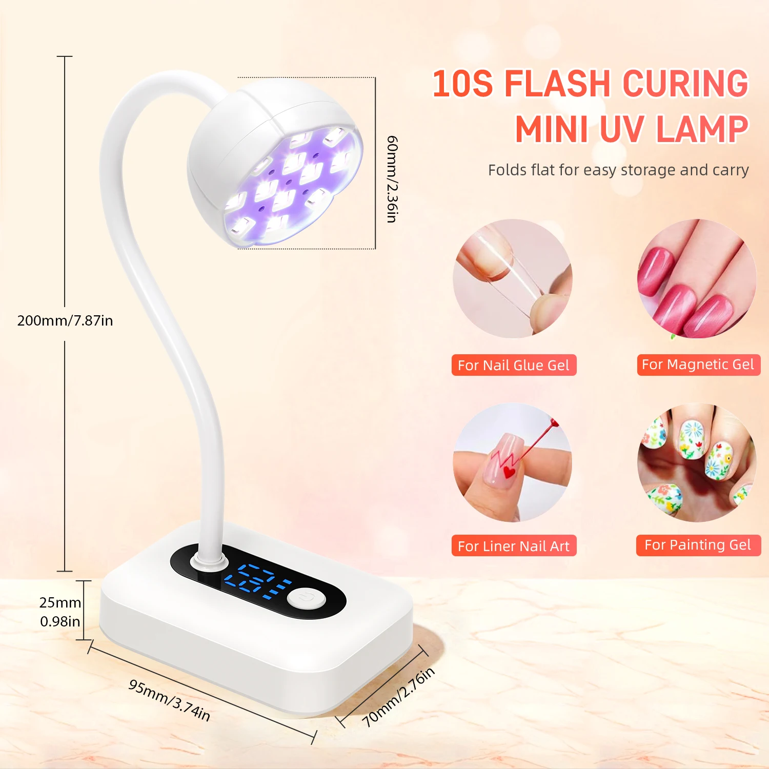 UV Nail Lamp With Auto Sensor Count Down Nail Lamp Fast Curing Light  Rechargeable Mini Dryer For Home Gel Nail Polish Salon
