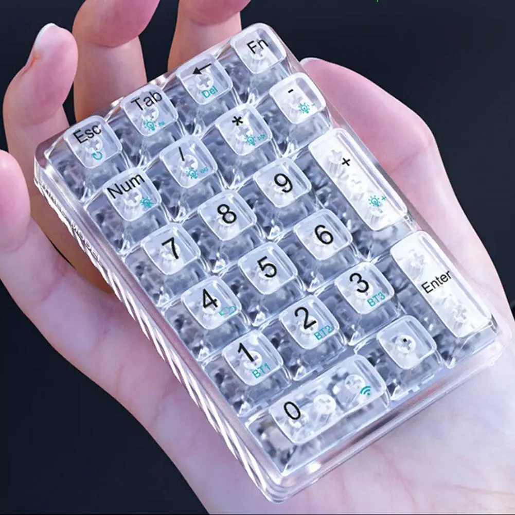 Imagem -06 - High Transparency Mechanical Keyboard 2.4g Bt5.2 Wired Connection Mode Teclado Numérico Gamer Gift 21 Chaves F21