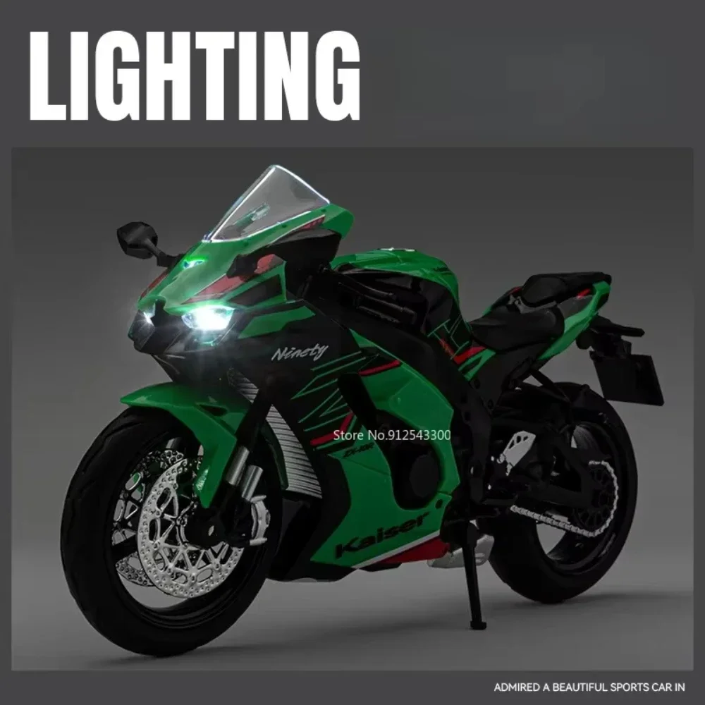 1:12 Kawasaki ZX-10R H2R moto jouet modèle alliage moulé sous pression lumière son Absorption des chocs course moteur modèles Collection cadeau