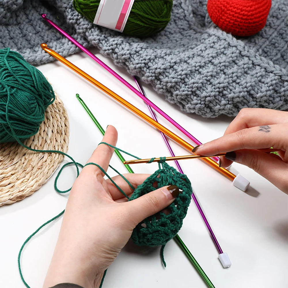 

11pcs Afghan Crochet Hooks Multicolor Aluminum Knitting Needle 2.0-8.0mm Tunisian Crochet DIY Knitting Sewing Weaving Tools Kit