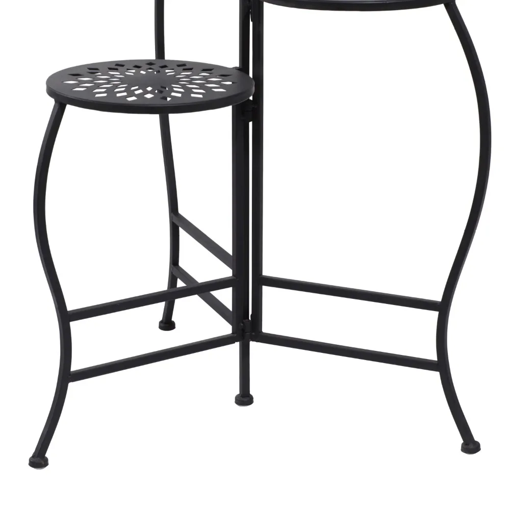 Soporte de plantas florales de Metal negro de 3 niveles para interiores y exteriores, fabricado con Metal duradero y de larga duración, estilo tradicional