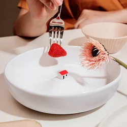 3D Small House Love Pattern Dessert Dish Creative Dinner Plates Nordic Ceramic Handmade Tableware Household Snack Salad Plate