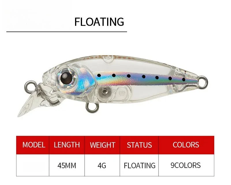 Mini Suspend Minnow 45mm 4g pływający Jerkbait Wobbler magnetyczny długi odlewany przynęta wędkarska twarda sztuczna przynęta szczupak Aspius Tackle — zdjęcie 6
