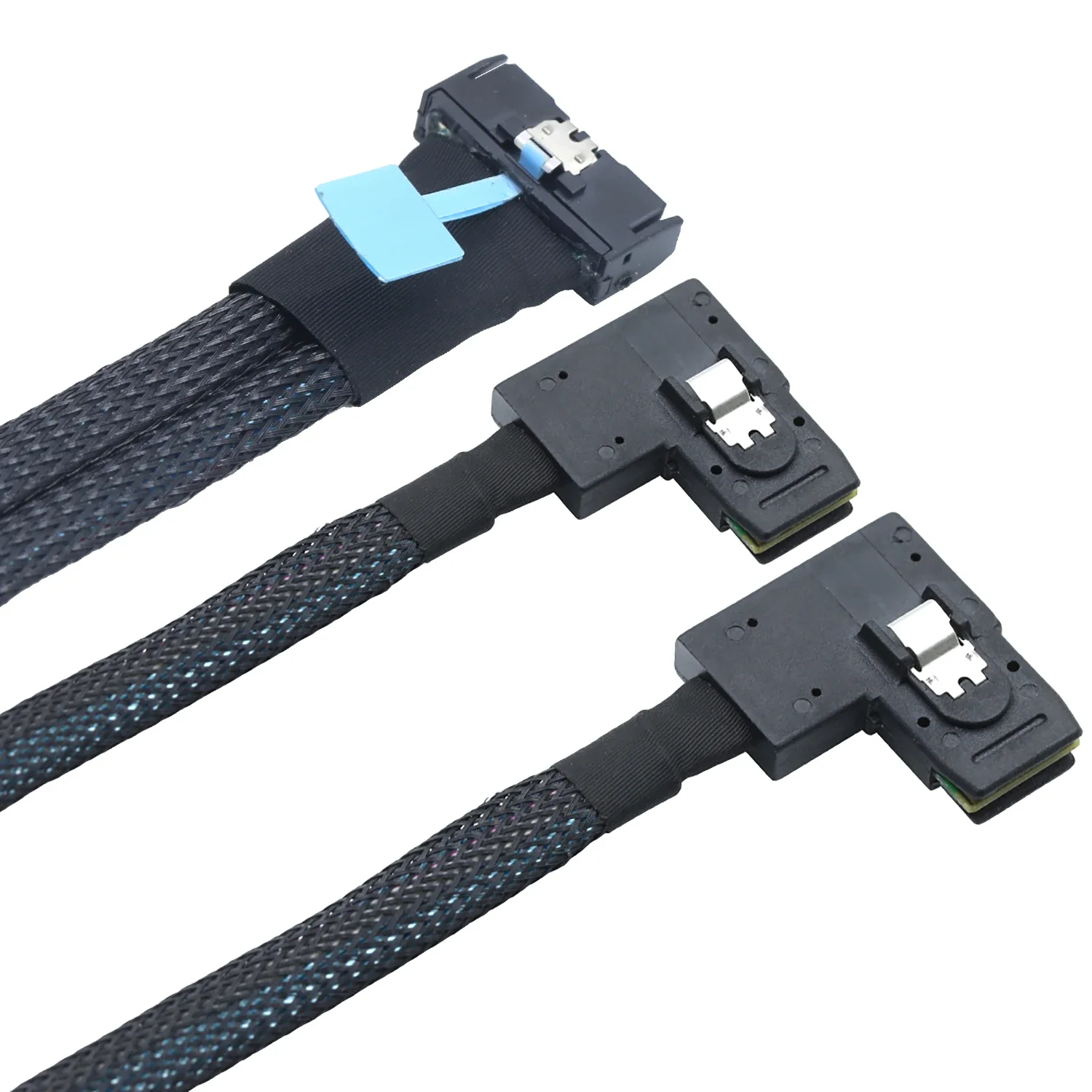 PCI-E 5.0 MCIO 8X 74Pin to 2X 36Pin Mini SAS SFF-8087 right angle Extension Data and Cord Cable