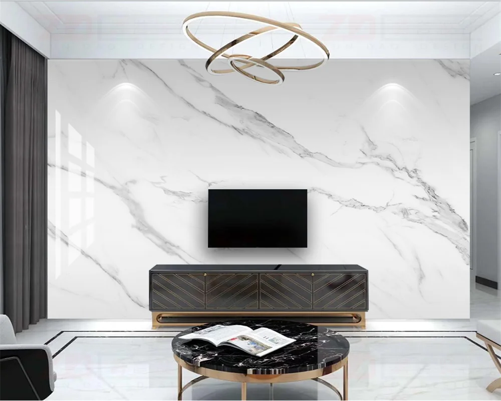 

beibehang Customized modern atmosphere dark gray marble pattern jazz white large panel TV background wallpaper papier peint