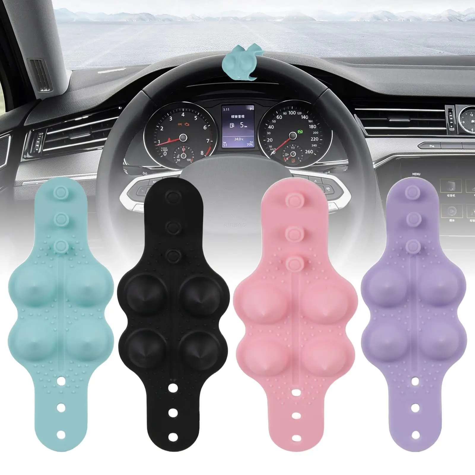 

Car Steering Wheel Cover With Grip Strengthener Universal Silicone Grip Massage Grip Relieves Driving Stress And Anxiety