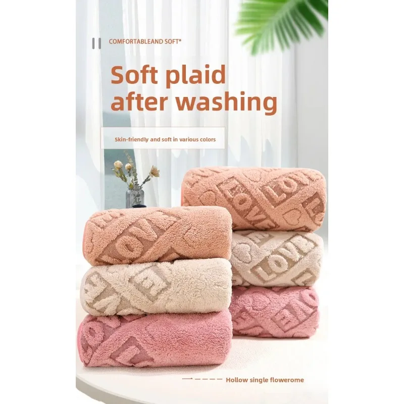 1pcs New Coral Fluff Towel Plus Thickened Hot Flower Absorbing Face Wash Towel Couples Daily Household Towel