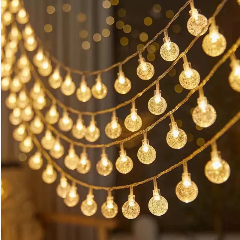 10M 100 LED Outdoor String Lights Ball Chain Garland Fairy Lights for Party Home Wedding Garden Christmas Decor