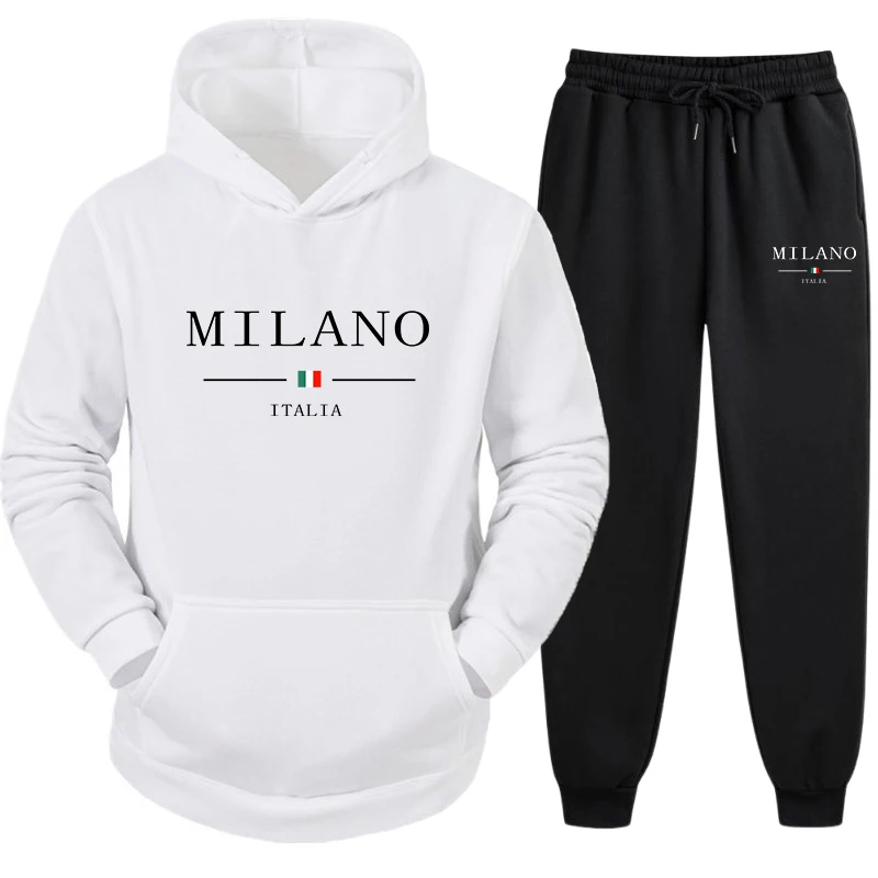 

High Quality Men Two Piece Outdoors Men's Tracksuit Set Hot Sale Sportswear Sweatpants Hoodie Fashion Comfortable Casual Jogging