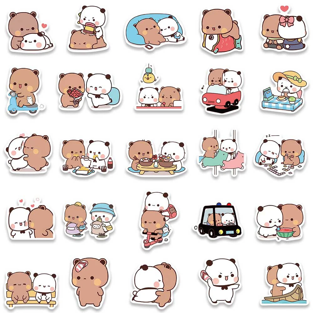 10/30/50pcs Cute Bubu and Dudu Stickers Bear Couple DIY Toy Doodles Decorative Graffiti Decal Phone Bottles Scrapbook Waterproof image 5