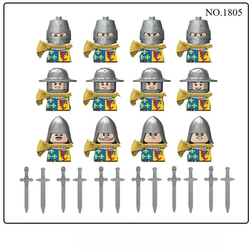 Middle Ages Europe Medieval Roman Warriors Crusader Templar Knights Military Figures Building Blocks Castle King Legion Set view 3