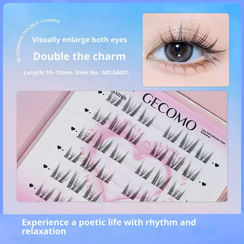 Pestañas postizas autoadhesivas sin pegamento, ojos de Manga gruesos naturales esponjosos con alas, pestañas agrandadas reutilizables, fáciles de aplicar