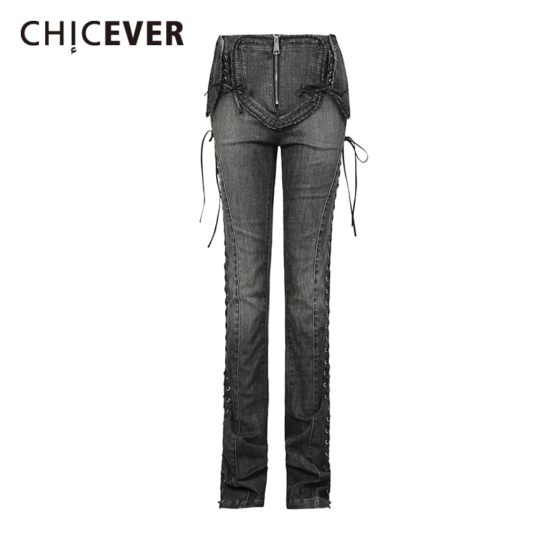 

CHICEVER, черные шикарные брюки с повязками, женские утягивающие уличные брюки с высокой талией, женские брюки в стиле ретро, осенний новый модный стиль
