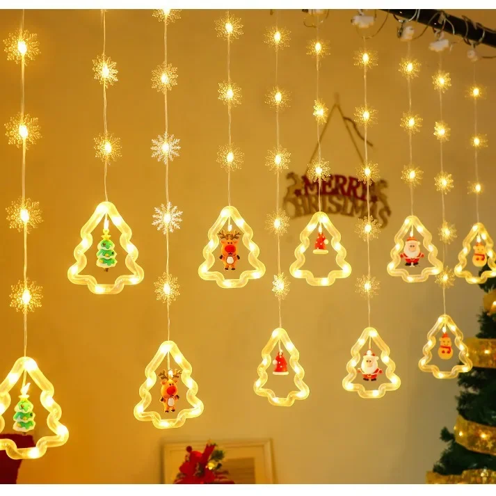 3Pcs/Lots Christmas Decoration Led Light String Christmas Tree Modeling Lights Interior Ambient Light USB Curtain Light