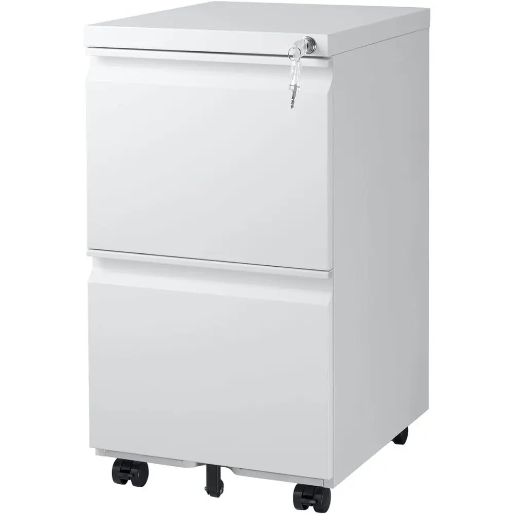 

Metal Mobile File Cabinet with Lock and Wheels, Suitable for Letter/Legal Size Documents, Home Office Use (White)