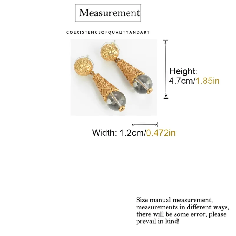Vintage Long Texture Natural Stone Cloud Drop Earrings Antique Gold Plated Transparent Glass Quality Women 2026 Activity Jewelry