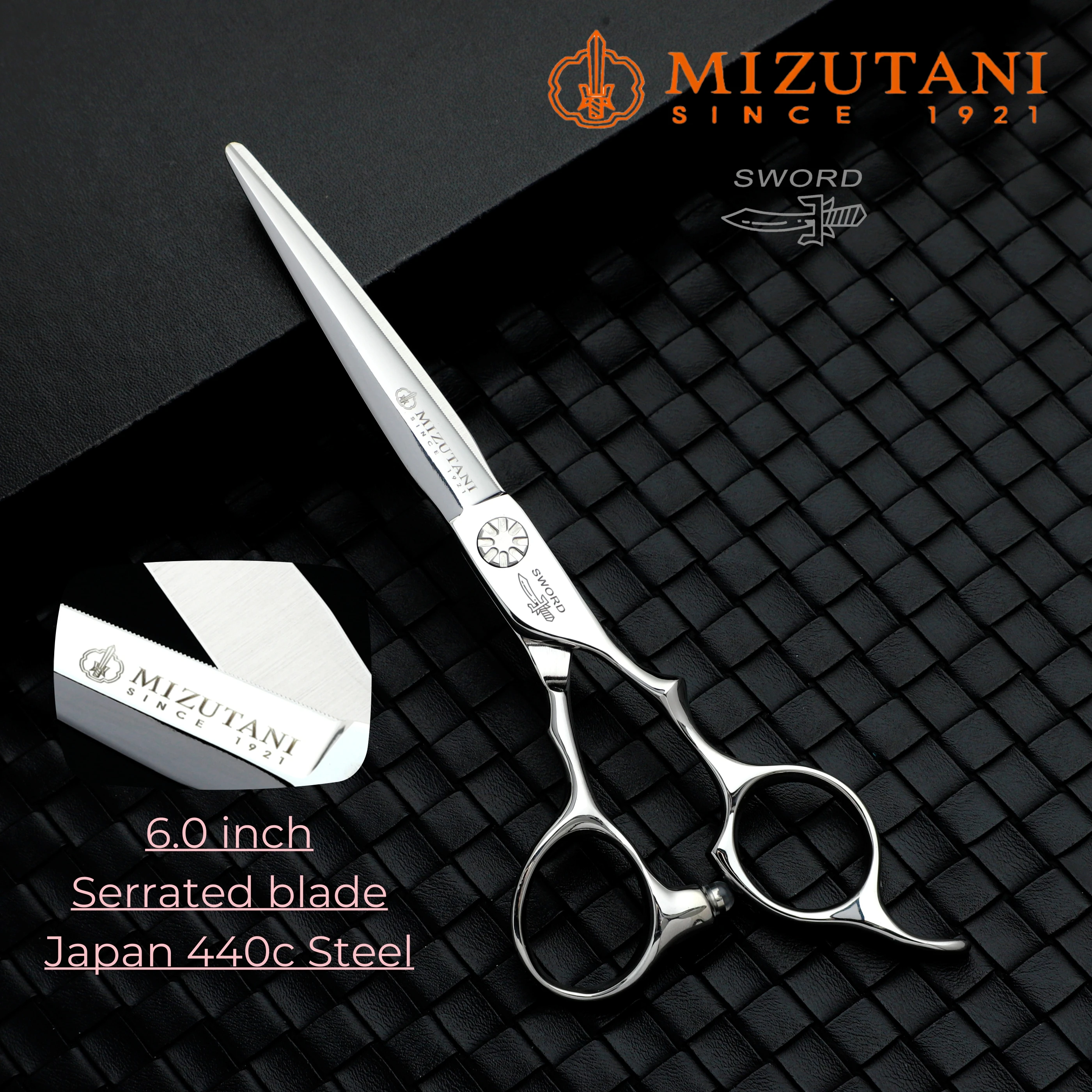 MIZUTANI Serrated sissors profession barber sissors 440C steel hair cutting tools 6-6.5-6.8 inch Barbershop accessories