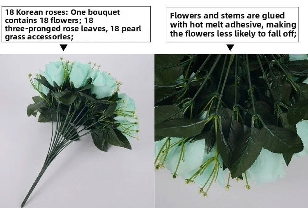 18 Köpfe Echte Glückliche Blume Mini Fotografie Foto Geschenk Valentinstag Blumen 10 Farben Natürliche Simulierte Rose Heimdekoration – Detail 2