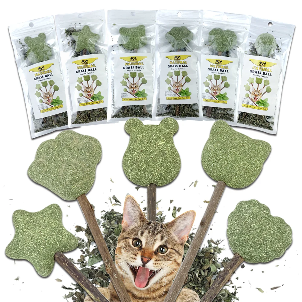 Cute Shape Fresh Cat Catnip Toys Cat Mint Natural Safety Edible Cute Shape Pet Mint Lollipop Catnip Ball Cat Toy Clean Teeth