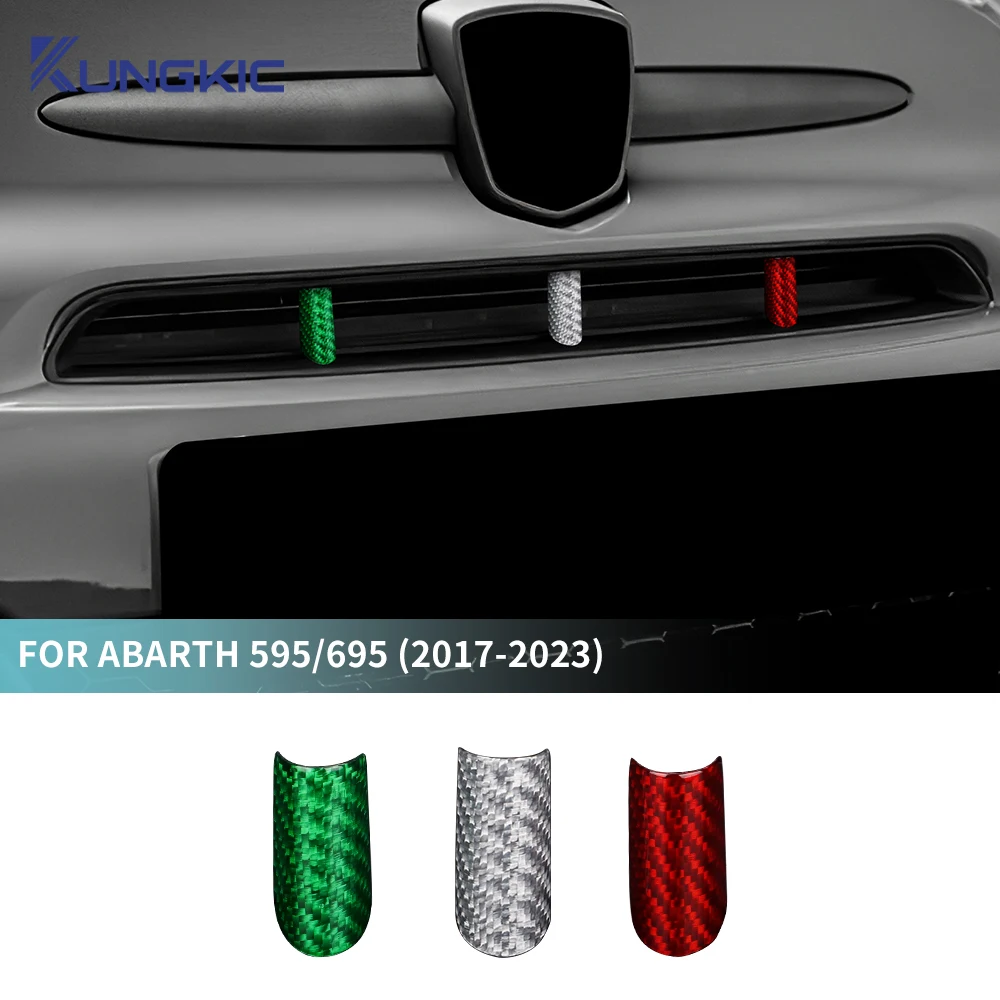 

Настоящее твердое углеродное волокно для Abarth 595 695 2017 2018 2019 2020 2021 2022 2023 LHD RHD Автомобильная решетка с итальянским флагом, защитные аксессуары