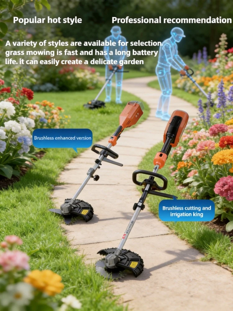High Power Rechargeable Lithium Small Household Lawn Mower Portable Grass Trimmer
