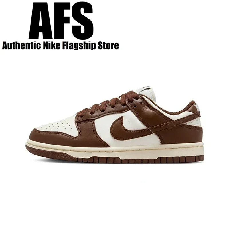 Original nike dunk low'superfícies em marrom e vela' sapatos de skate feminino chocolate marrom branco DD1503-124