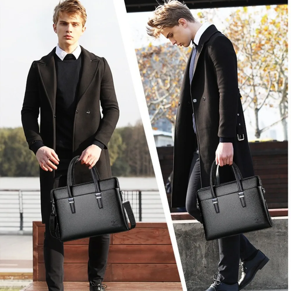 Real leather men's cross-body large-capacity 14-inch waterproof computer bag for travel and business, single-shoulder bag