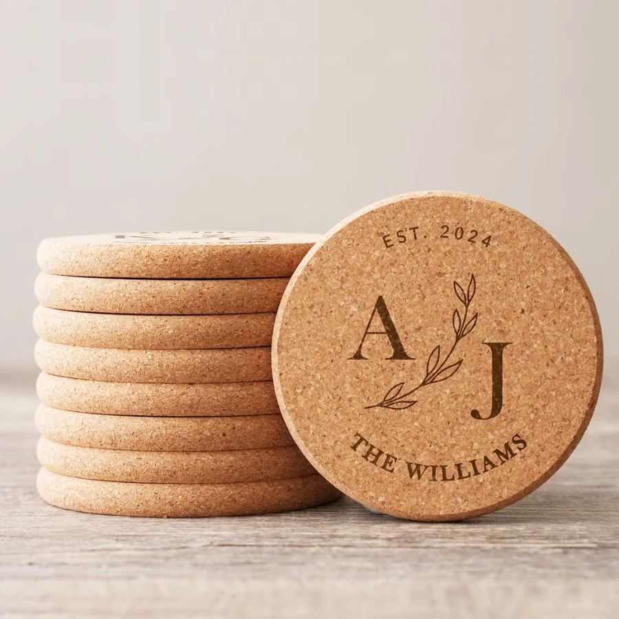 

10/30pcs Custom Round Cork Coasters personalized wedding souvenirs for guests custom wedding Coasters Thickness 5-10mm Coasters