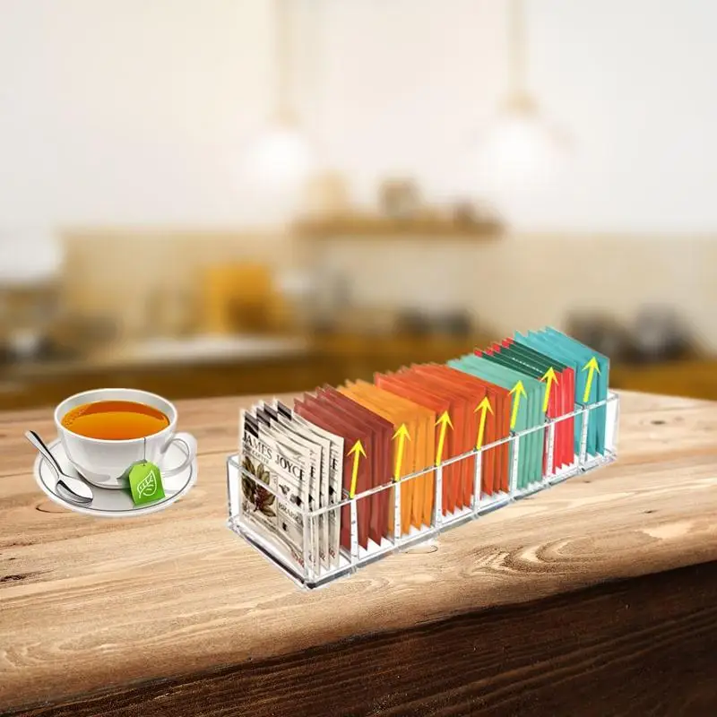 Kotak Penyimpanan Kantong Teh Bunga Kotak Display Transparan Kotak Klasifikasi 8-Grid Alat Pengatur Desktop Multifungsi