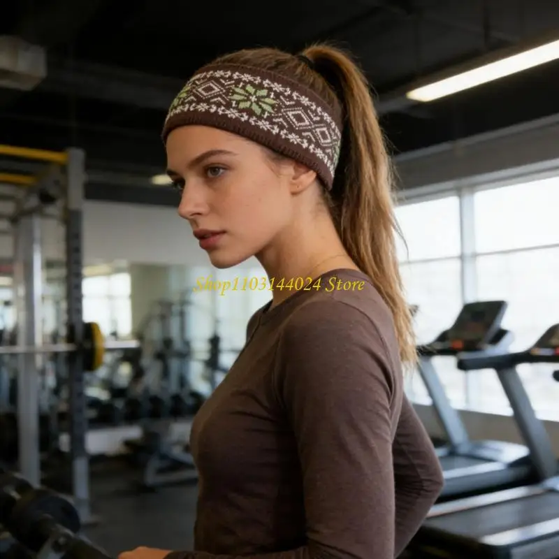 

N5KE Leopard Print Knit Hairband Soft Comfortable Elastic for Women Girls Fashion Hair Accessory Daily Wear