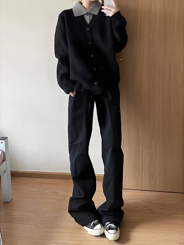 

Bla Casual Slim Fit Jeans Men's Spring High Street Straight Leg Trousers Knife Loose Fit Denim Pants mid Waist Button ...