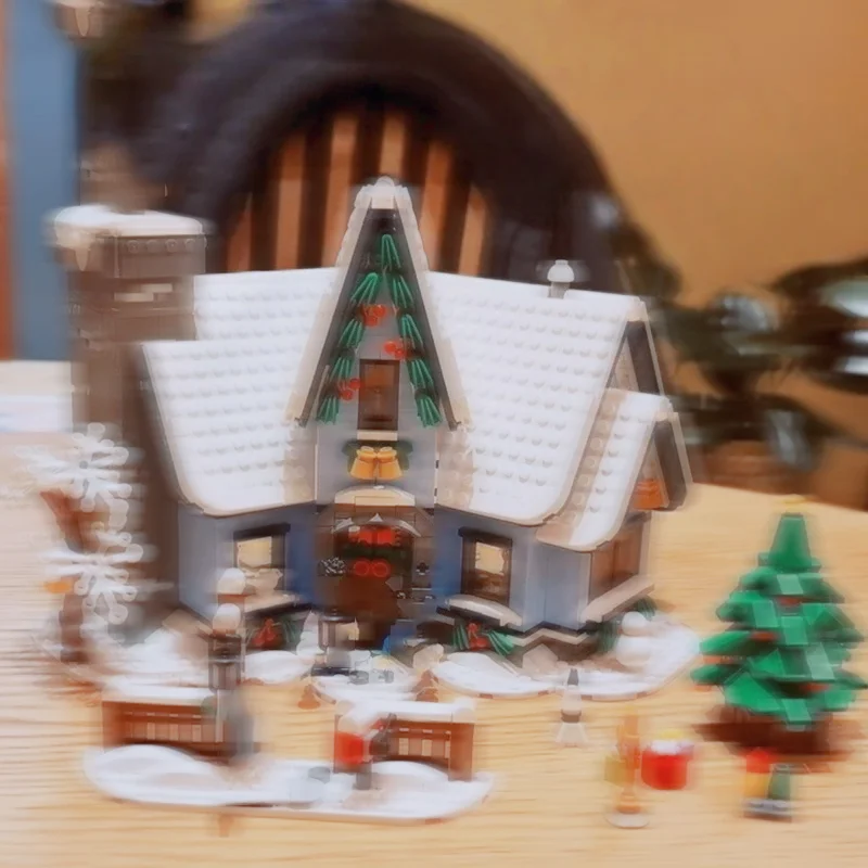 عيد الميلاد ديكور المنزل 705 قطعة سانتا زيارة البيت اللبنات نموذج الطوب قرية عرض الشتاء عرض الشارع اللعب هدية الكريسماس