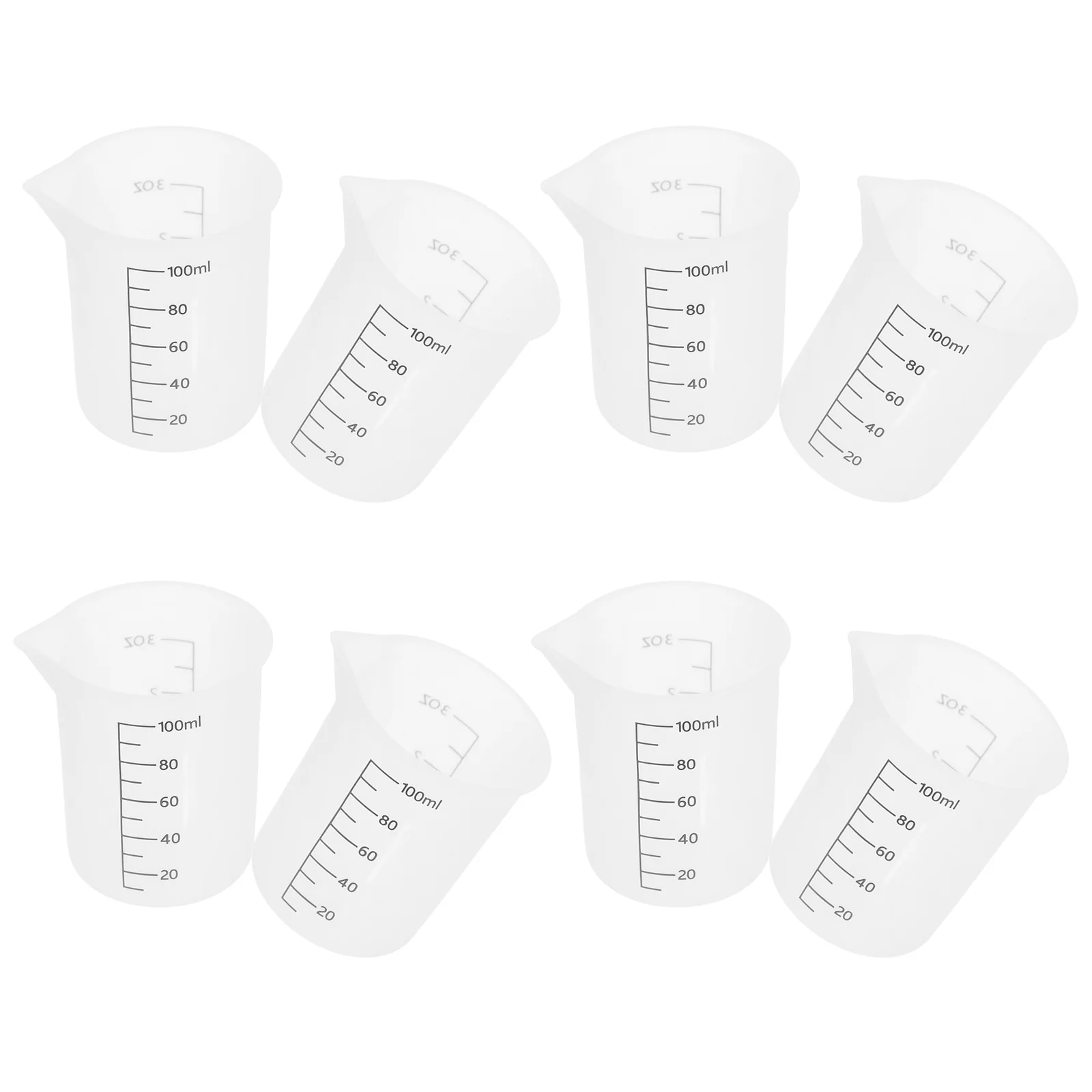 

8Pcs Silicone Measuring Cups 100Ml Spill Proof Spout Reusable for Resin Epoxy Paints Liquid Materials Kitchen Crafting