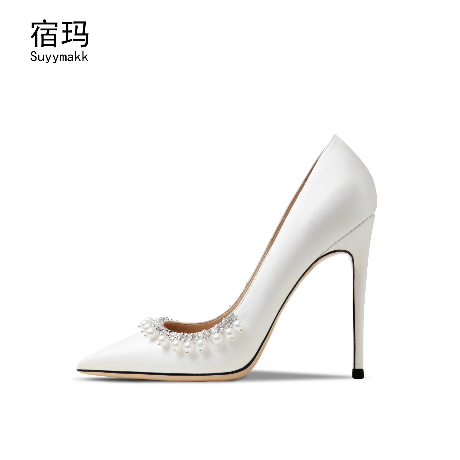 Shoes For Women luxury 2025 New White Bead String High Heels Fashion Pointed Toe Sexy Wedding Pumps Prom Ladies Shoes Women