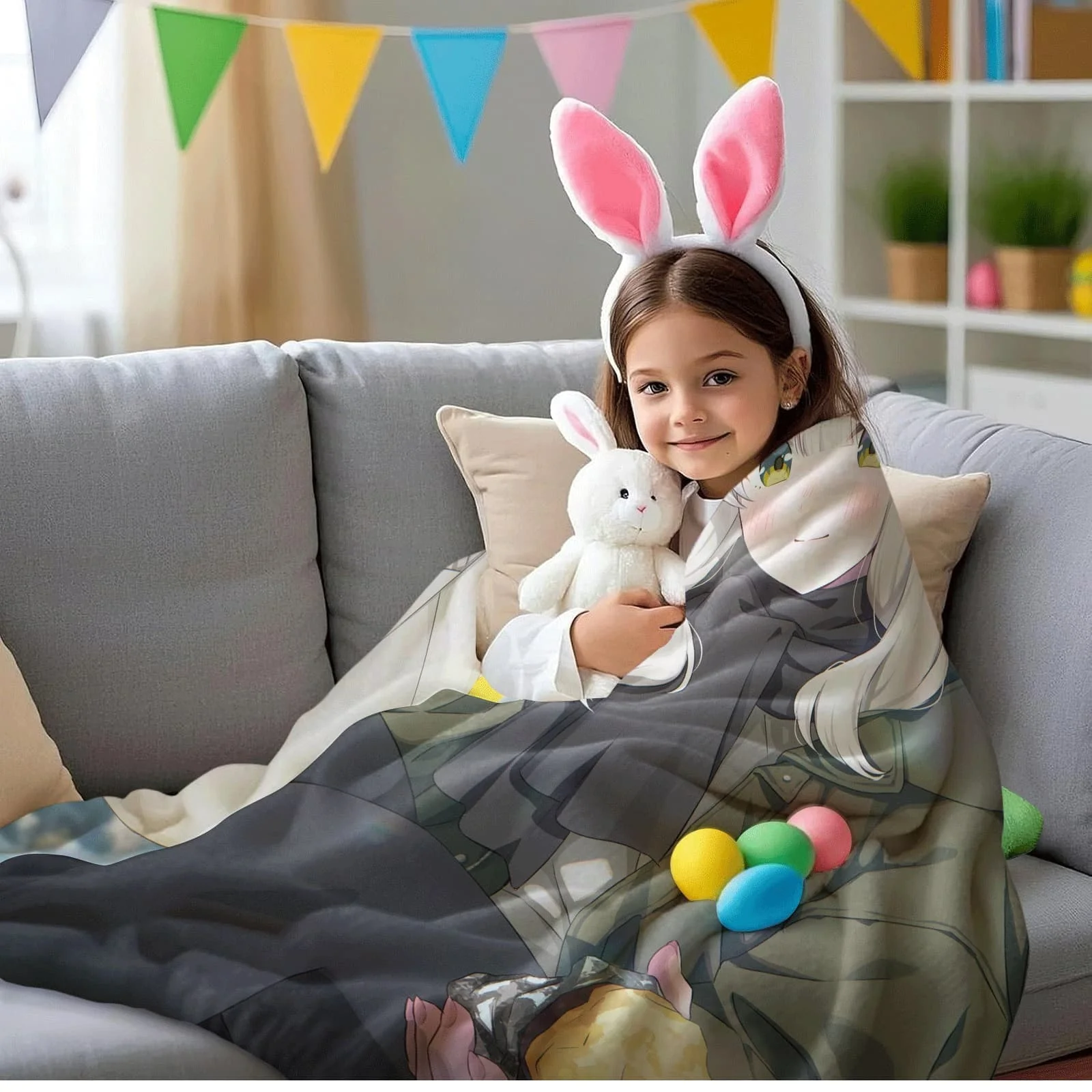 Anime Cartoon Flannel Blanket Winter Thick Coral Fleece Bedroom Sofa Throw Birthday Gift