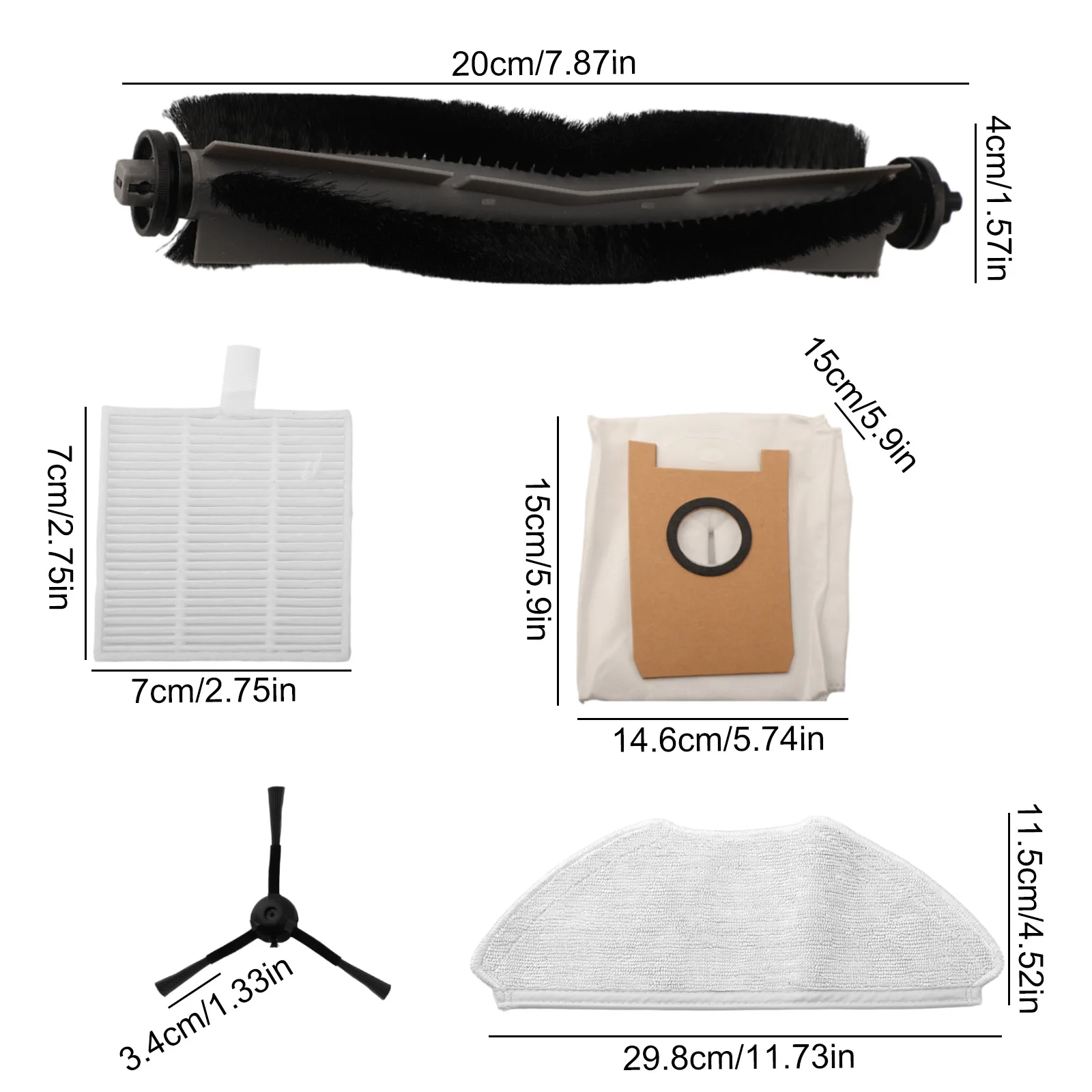 Main Side Brush Filter Mop Cloth Dust Bag Kit For AIRROBOS for t20 for t20+ Vacuum Cleaner For Home Bedroom for Cleaning
