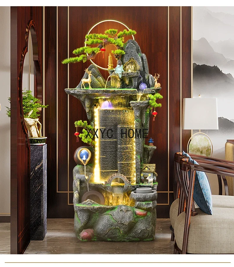 Lucky Large Floor Artificial Mountain and Fountain Decoration Living Room Humidifier Waterscape Decoration home accessories