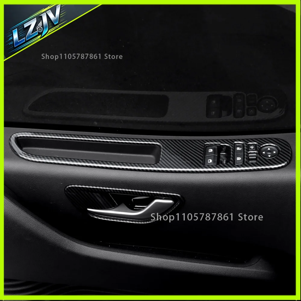 LZJV For Hyundai Staria 2021-2026 Car Tuning Carbon Fiber Window Button Cover Trim Interior Replacement Parts Accessories LHD