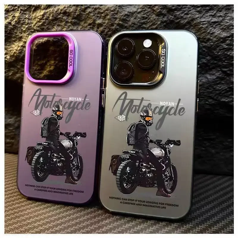 

New Motorcycle Boy Mobile Phone Case is for iPhone15Promax 14Promax 13mini 12Pro 11Pro Xs Xr 7 8Plus Series Mobile Phone Cases